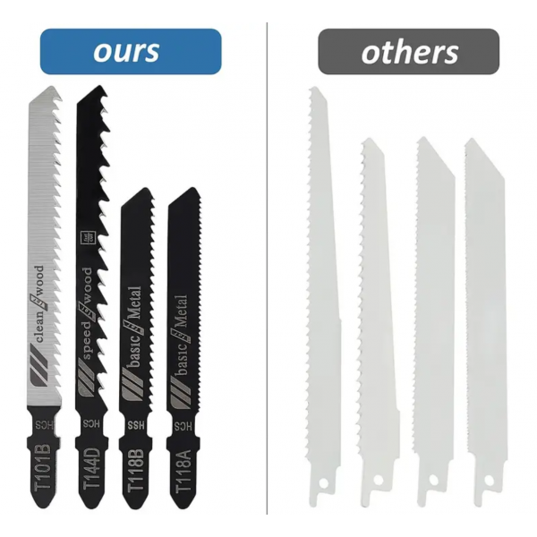 10pcs Jigsaw Blades Set, Assorted T-Shank Replacement Jig Saw Blades Set For Cutting Wood Metal