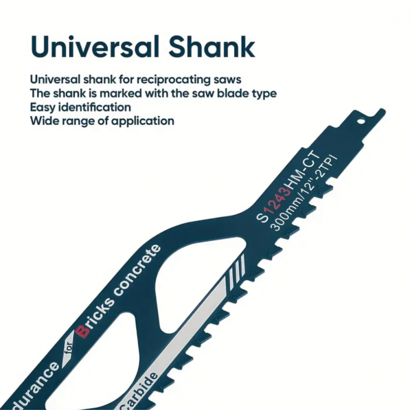 1pc Zoylofg 12 Inch 20TPI Reciprocating Saw Blade Demolition Masonry Hard Alloy Saw Blades, Sawzall Pruning Blades Suitable For Cutting Wood, Porous Concrete