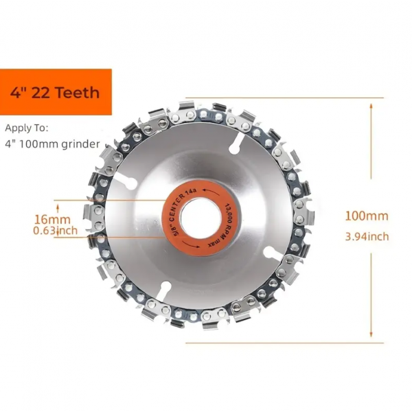 1pc 4-inch 22-tooth Multi-functional Woodworking Cutting Disc Circular Saw Blade 4-inch Chain Saw Chain Disc Saw Disc Saw Blade Angle Grinder Chain Disc