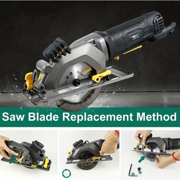 1 Set, Electric 600W Mini Circular Saw With Laser For Cutting Wood, PVC Tube, 1pc 115mm*10mm Disc, Multifunctional Corded Circular Saw, DIY Power Tool