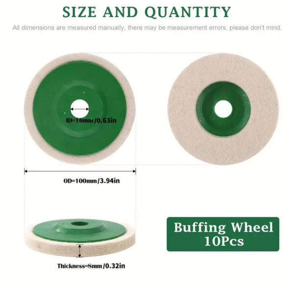 10pcs Mirror Buffing Wool Wheel Grinding Sheet Ang...