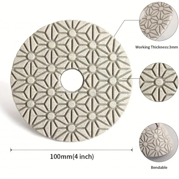 3pcs 4 Inch 3 Step Polishing Pads Flexible Diamond...