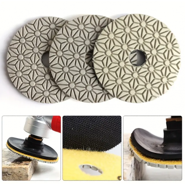 3pcs 4 Inch 3 Step Polishing Pads Flexible Diamond...